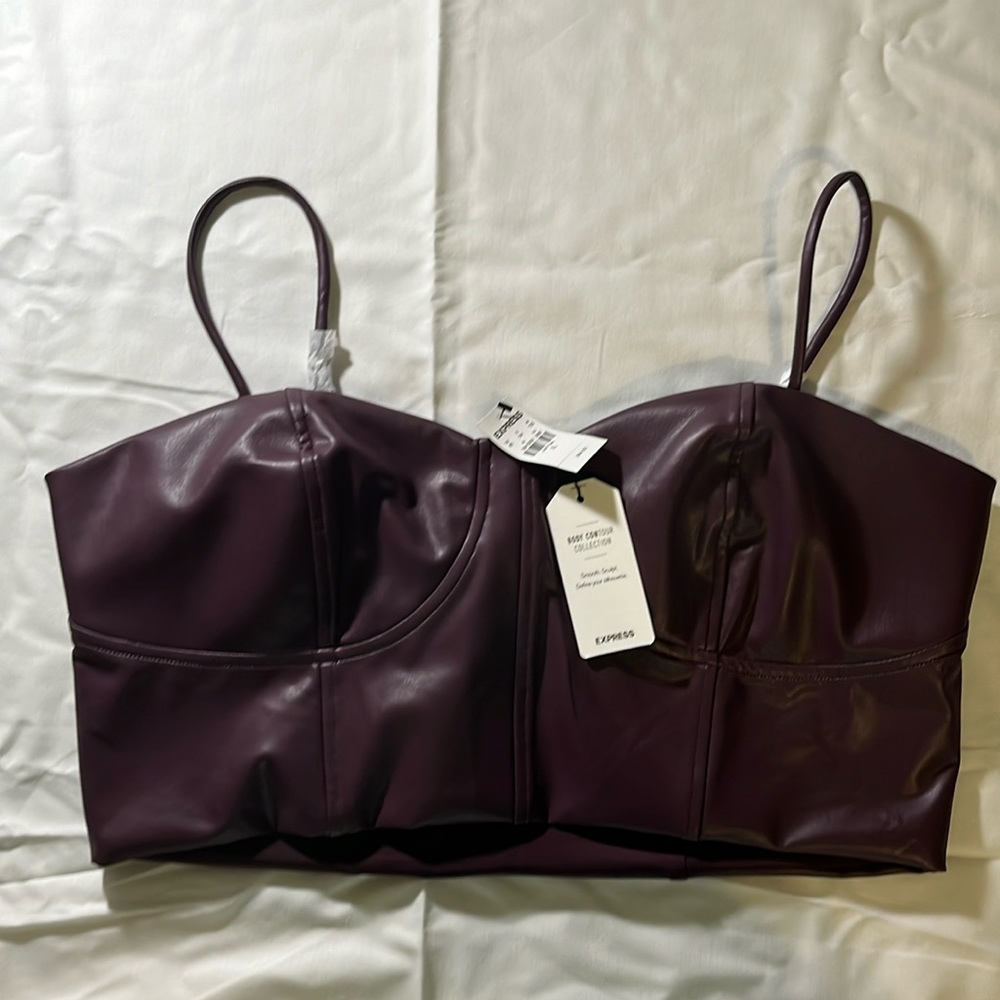 EXPRESS. Faux Leather Cropped Tank